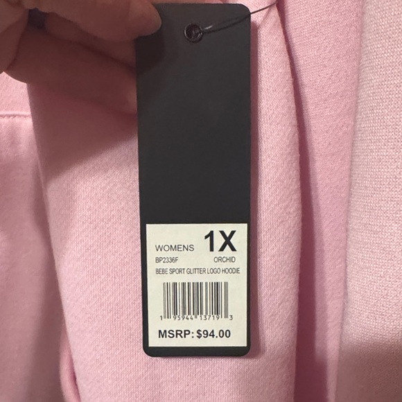 Bebe Light Pink Hoodie with Silver Accents - Picture 2 of 3